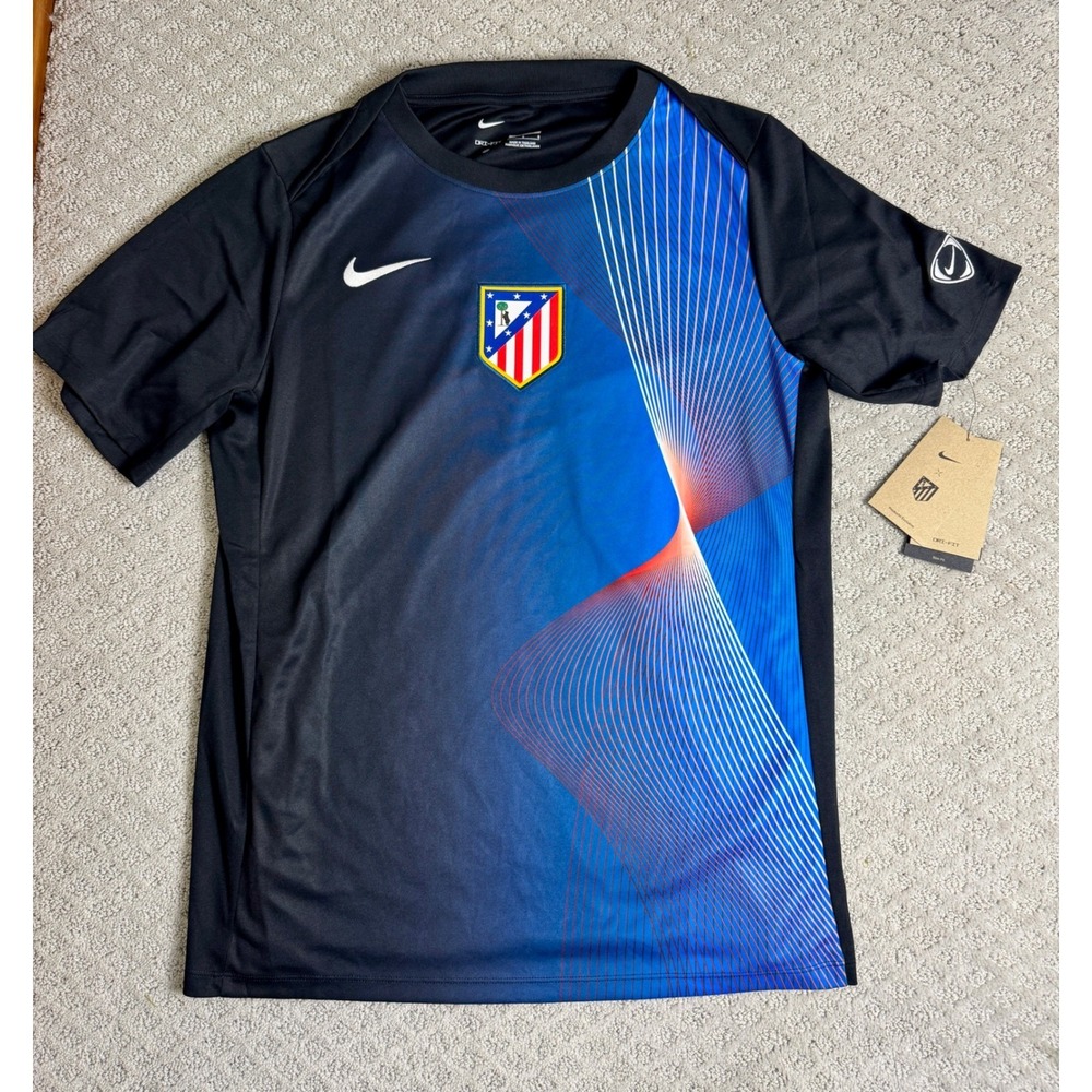 Nike‎ Atletico Madrid Pre-Match Training Jersey Mens Large Black Blue NWT